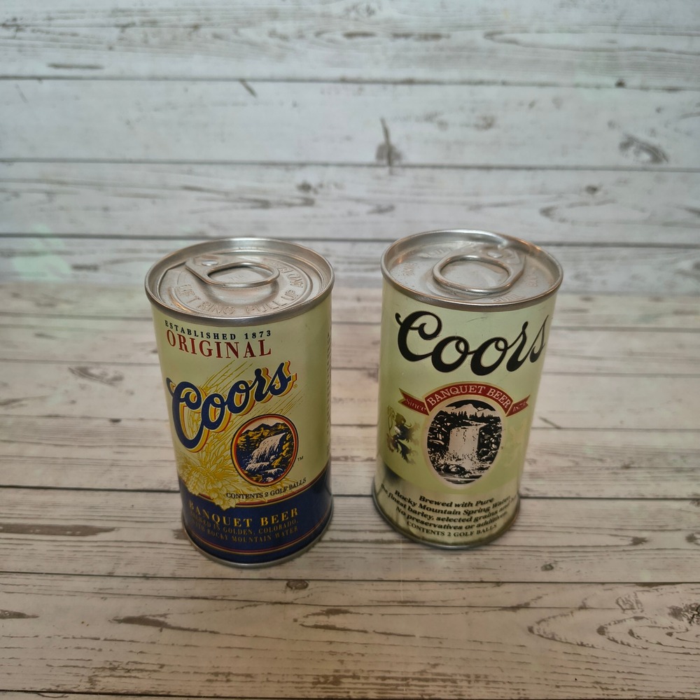 Vintage Coors Banquet‎ Beer Golf Ball Cans Set of 2 Pull Top Tins Breweriana